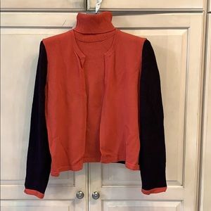 2 piece Ladies Brown/Brick sweater set, size Large